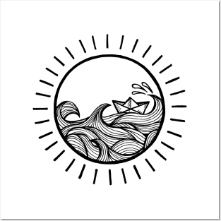 Ocean sun | Minimalist tattoo design Posters and Art